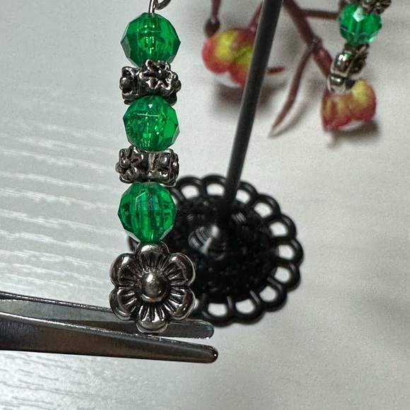 Green Handmade Earrings - Picture 3 of 3